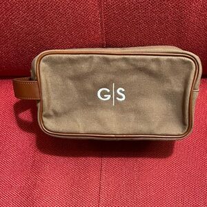 Mark & Graham Men's Toiletry Dopp Kitt Travel Bag Brown Leather & Canvas